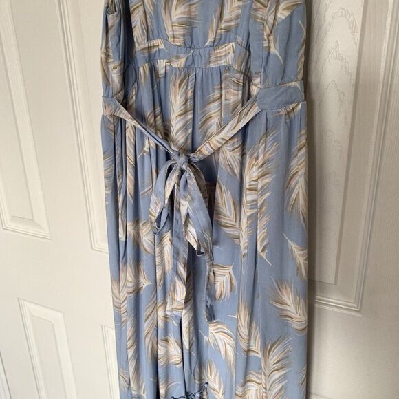 Torrid Light Blue Feather Challis Tie Midi Dress 0 Women’s Large - Picture 6 of 16